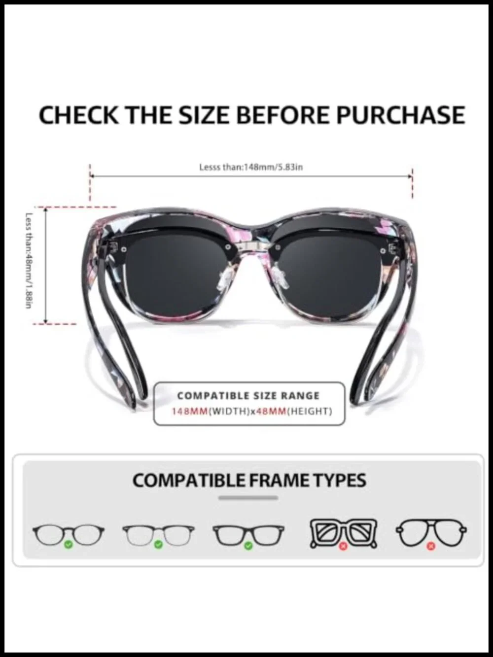 Polarized Fit Over Glasses Sunglasses for Women UV400 Protection Driving 2 Pack